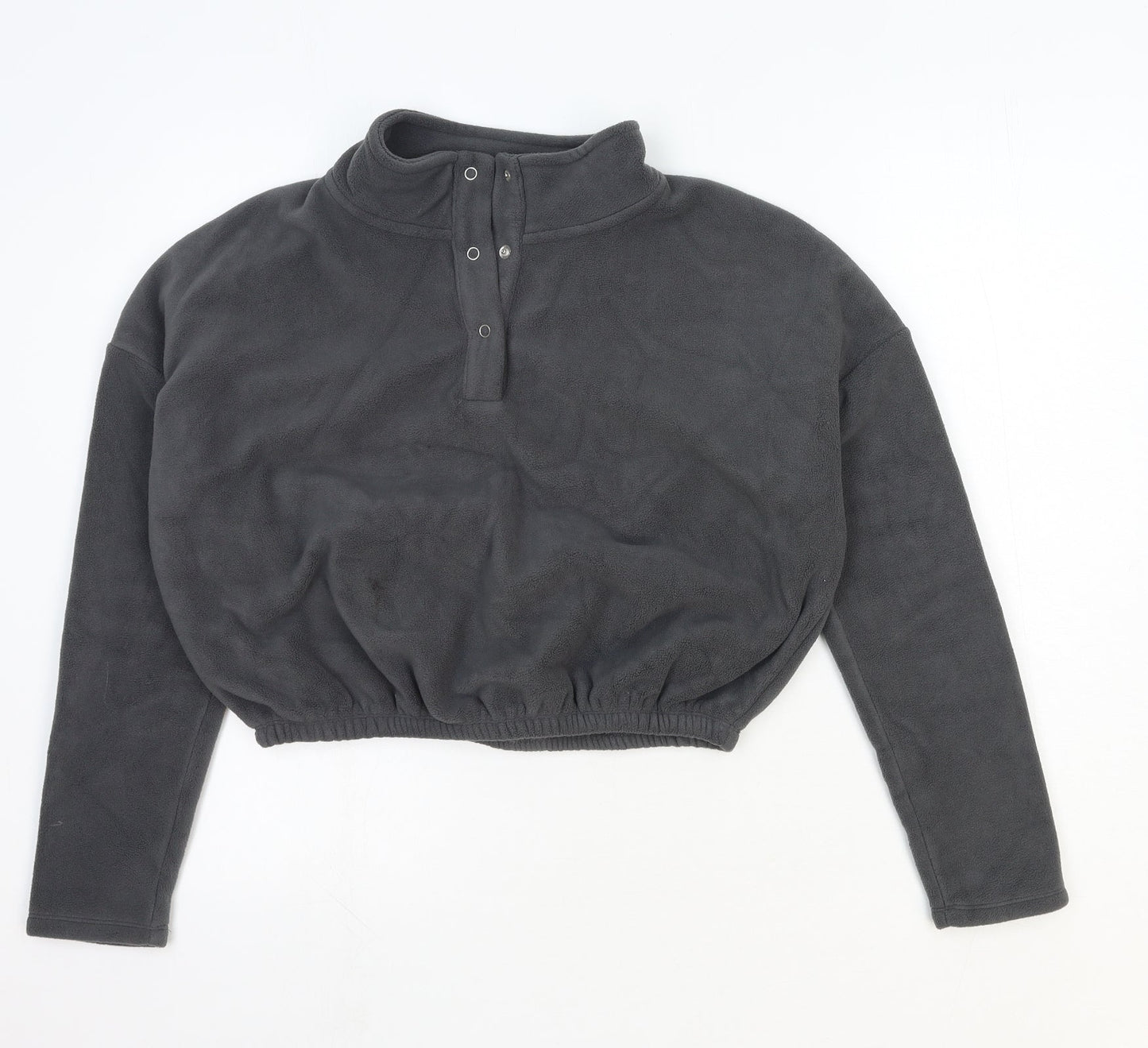Preworn Womens Grey Polyester Pullover Sweatshirt Size XS Snap - Cropped