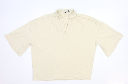 Additional front view of ASOS women’s ivory cotton basic blouse, size M, collared