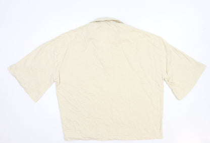 Back view of ASOS women’s ivory cotton basic blouse, size M, collared