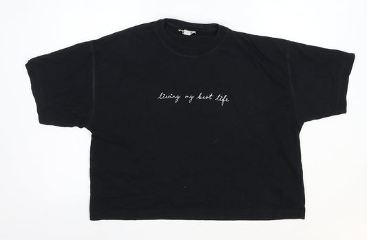 Topshop Womens Black Cotton Basic T-Shirt Size S Round Neck - Living my Best Life