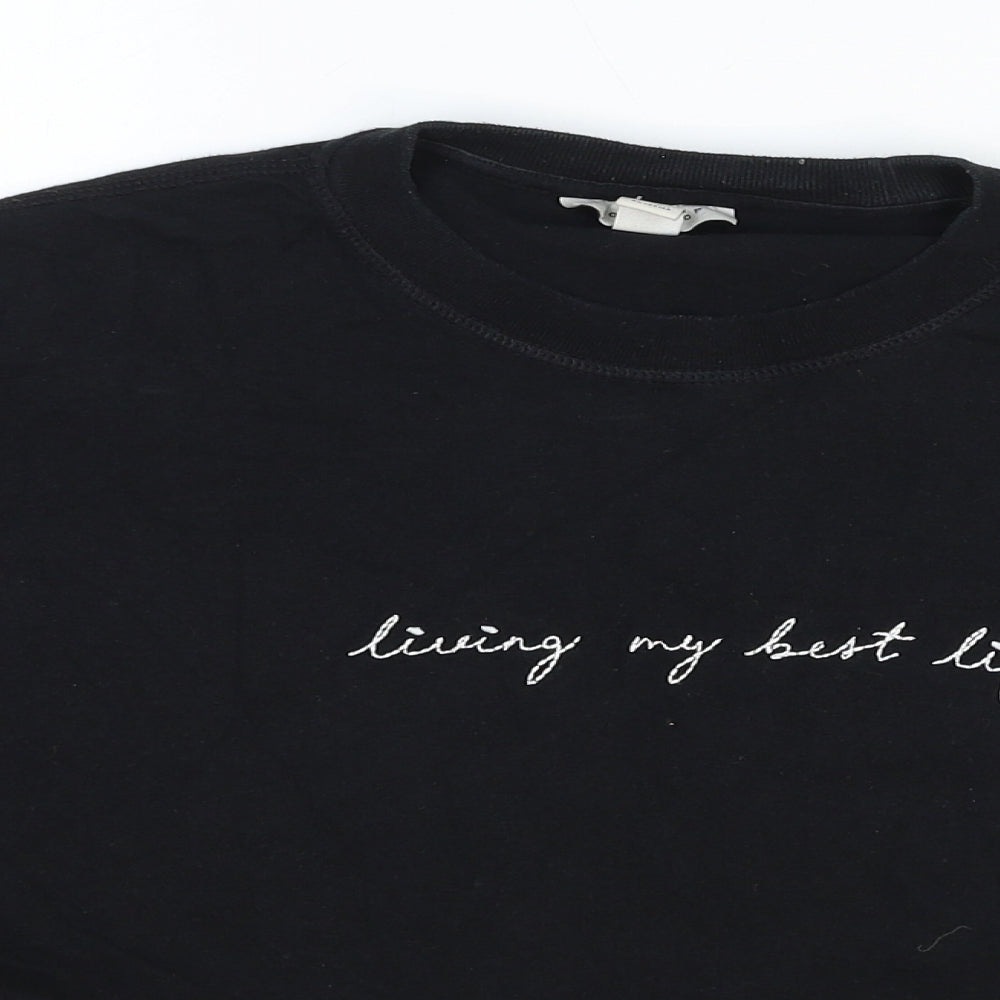 Topshop Womens Black Cotton Basic T-Shirt Size S Round Neck - Living my Best Life