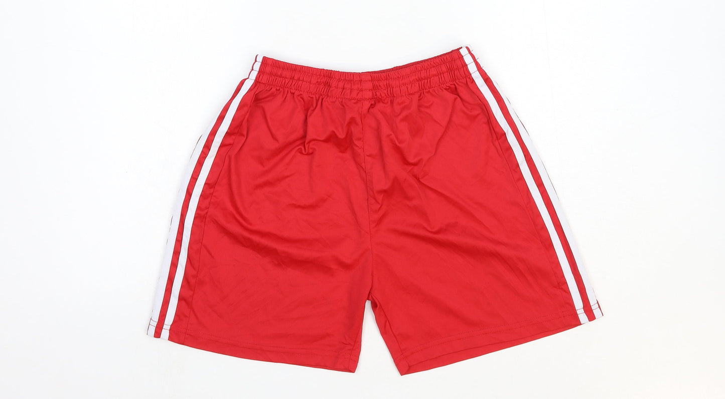 Preworn Womens Red Polyester Sweat Shorts Size L Regular Pull On