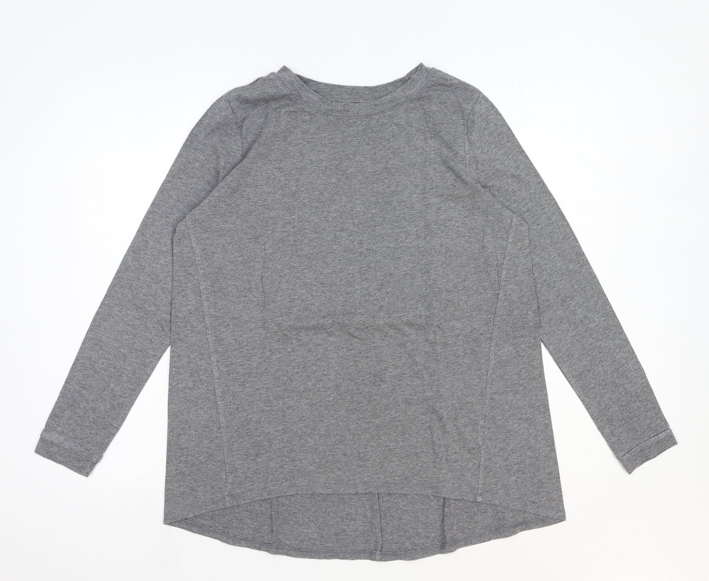 AnyBody Womens Grey Cotton Basic T-Shirt Size S Round Neck