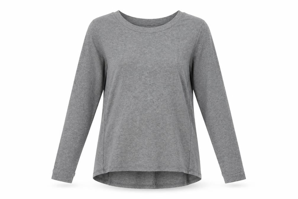 AnyBody Womens Grey Cotton Basic T-Shirt Size S Round Neck