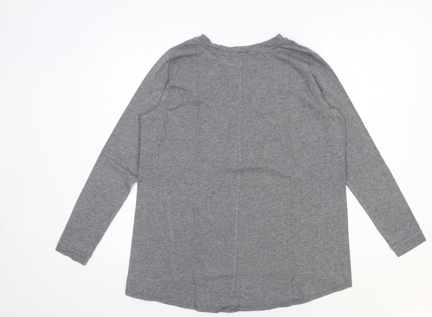 AnyBody Womens Grey Cotton Basic T-Shirt Size S Round Neck