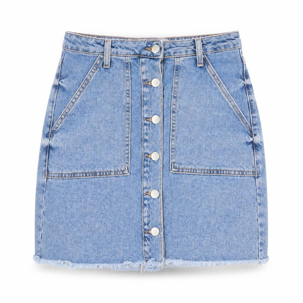 Denim & Co. Womens Blue Cotton Straight & Pencil Skirt Size 10 Zip