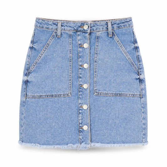 Denim & Co. Womens Blue Cotton Straight & Pencil Skirt Size 10 Zip