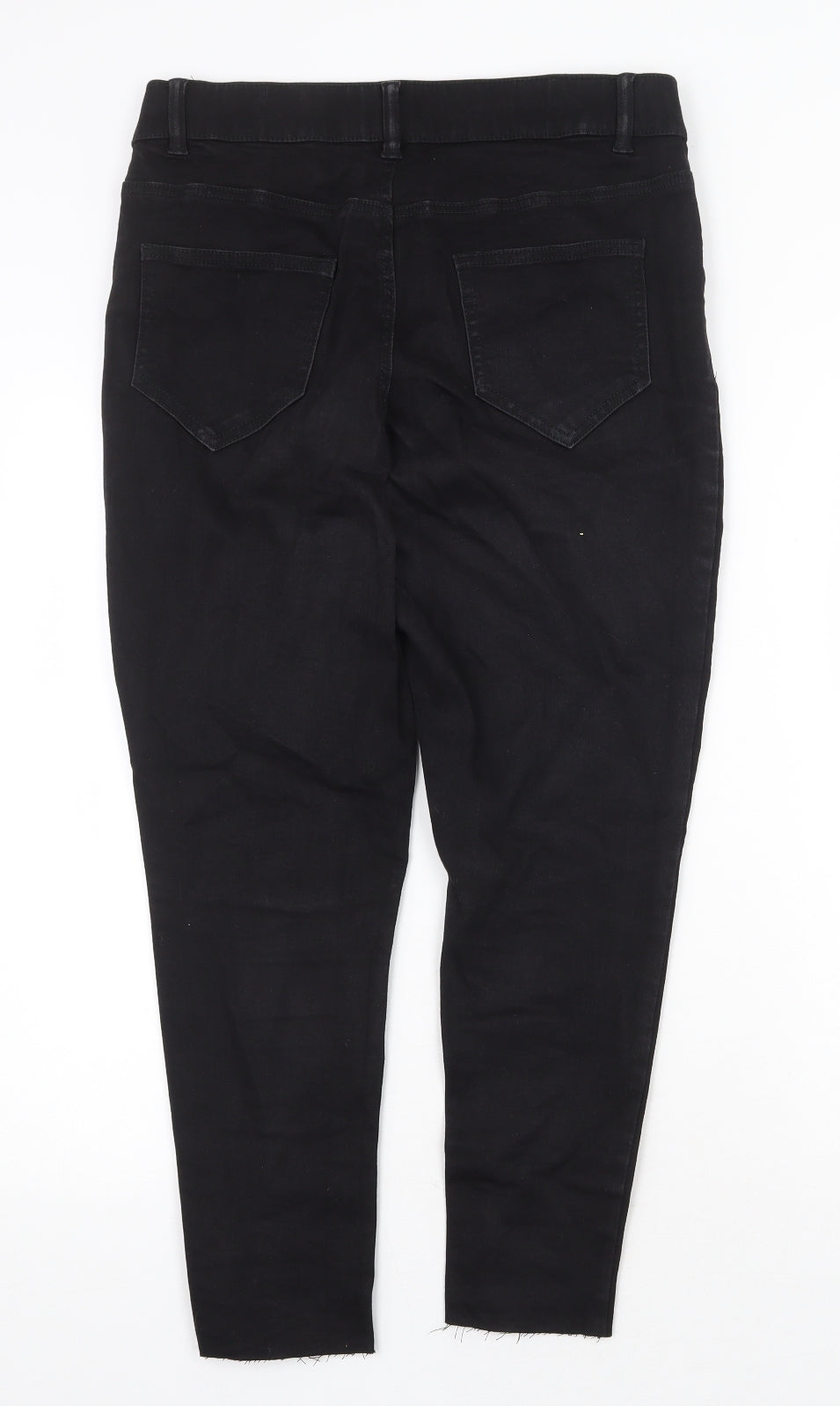 Preworn Womens Black Cotton Skinny Jeans Size 32 in Regular Zip