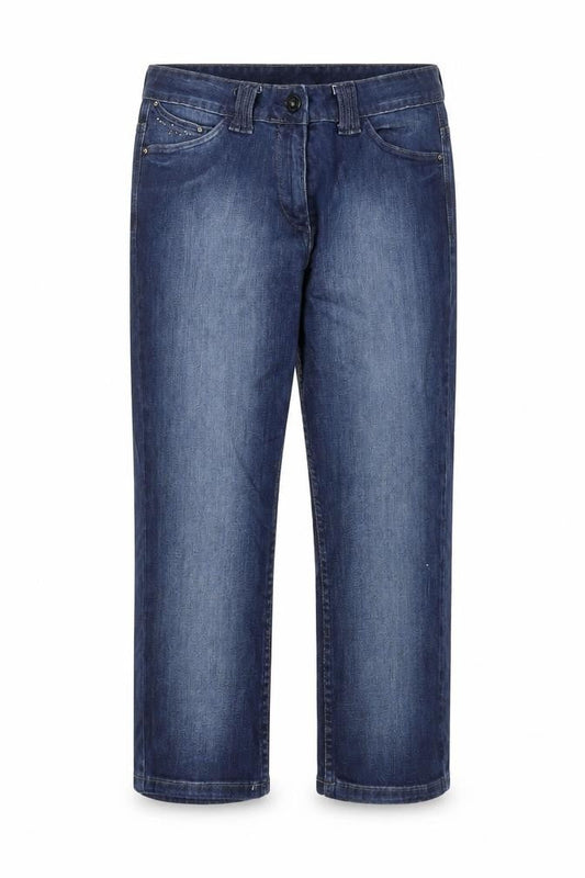Womens Blue Cotton Straight Jeans Size 32 in Regular Zip