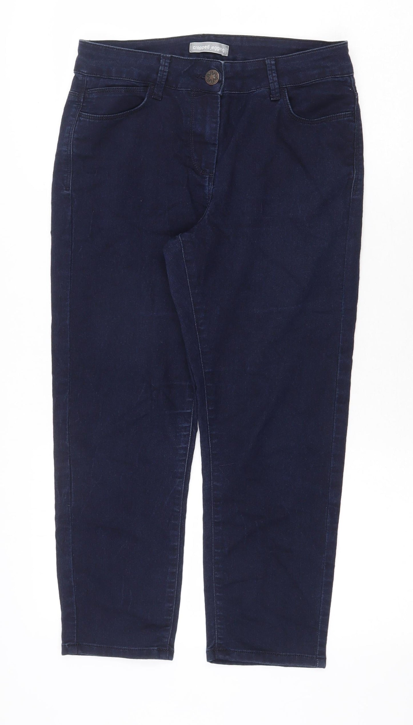 Marks and Spencer Womens Blue Cotton Straight Jeans Size 10 Regular Zip