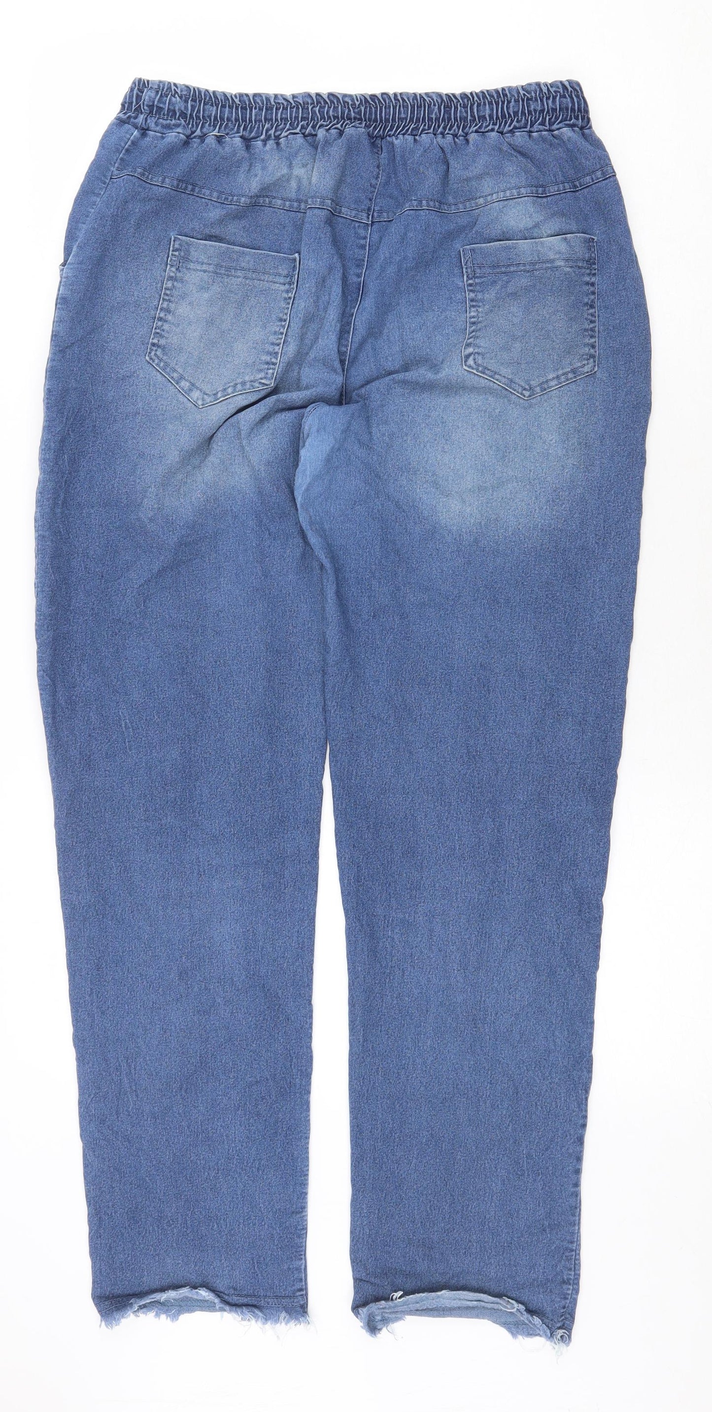 Preworn Womens Blue Cotton Straight Jeans Size 3XL Regular Tie