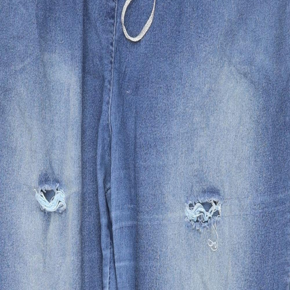 Preworn Womens Blue Cotton Straight Jeans Size 3XL Regular Tie