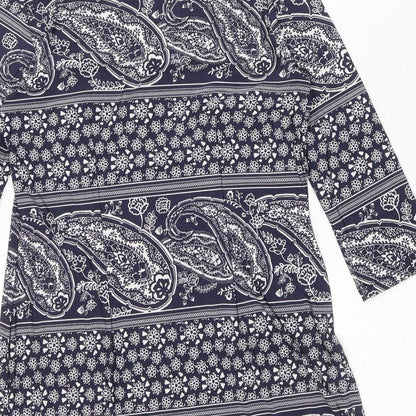 Atmosphere Womens Blue Paisley Viscose A-Line Size 14 Boat Neck Pullover