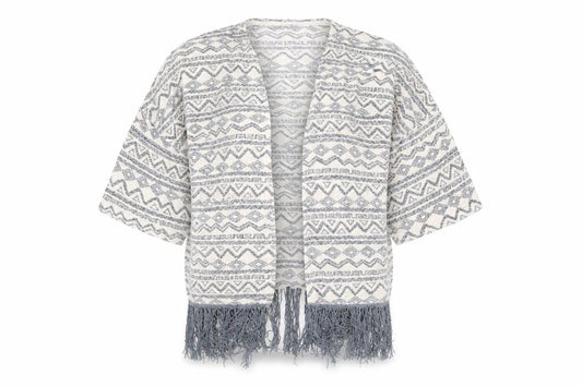 Atmosphere Womens Beige V-Neck Geometric Viscose Cardigan Jumper Size 6