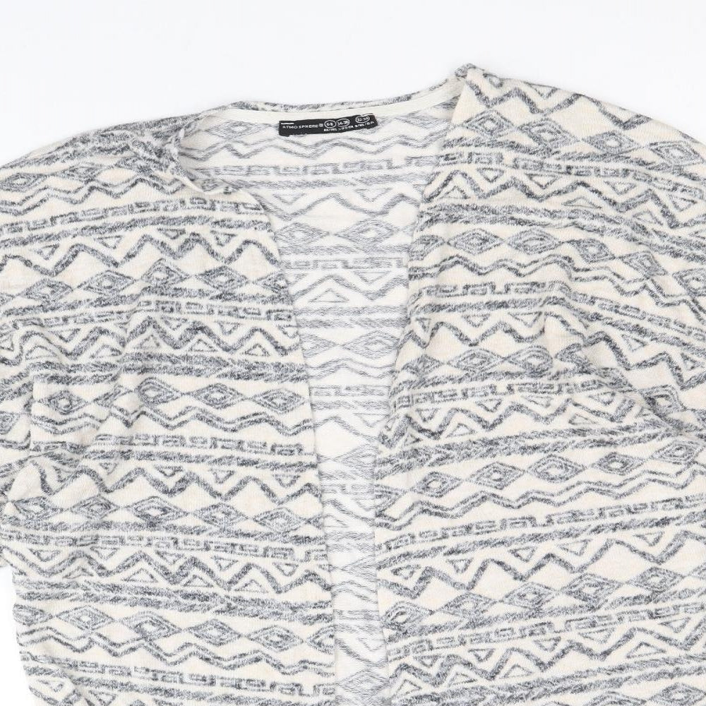 Atmosphere Womens Beige V-Neck Geometric Viscose Cardigan Jumper Size 6
