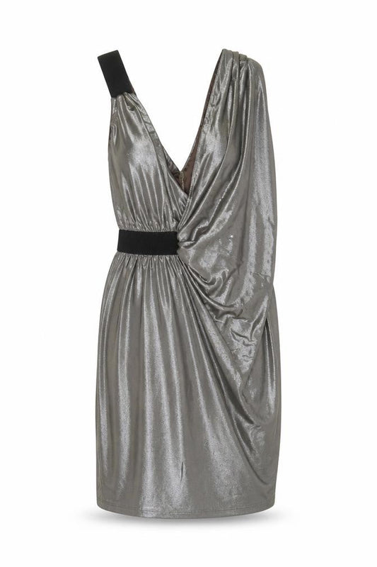 Miss Selfridge Womens Silver Polyester Shift Size 6 V-Neck Pullover