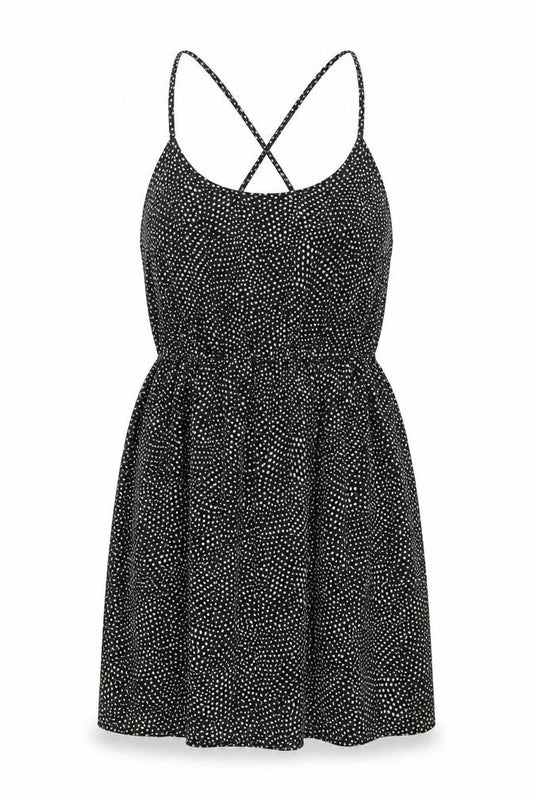 FOREVER 21 Womens Black Polka Dot Polyester A-Line Size S Round Neck Pullover