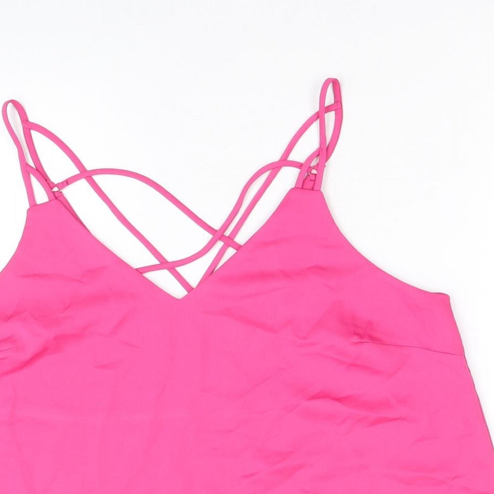 NEXT Womens Pink Polyester Camisole Tank Size 14 V-Neck - Cross Back Strap Detail