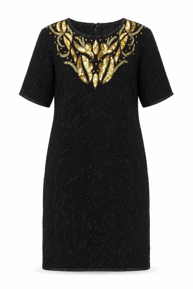 Classics Woman Womens Black Viscose A-Line Size 10 Round Neck Zip