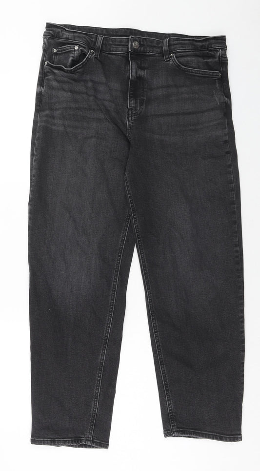 Eighty Eight Womens Black Cotton Straight Jeans Size 36 in Regular Zip