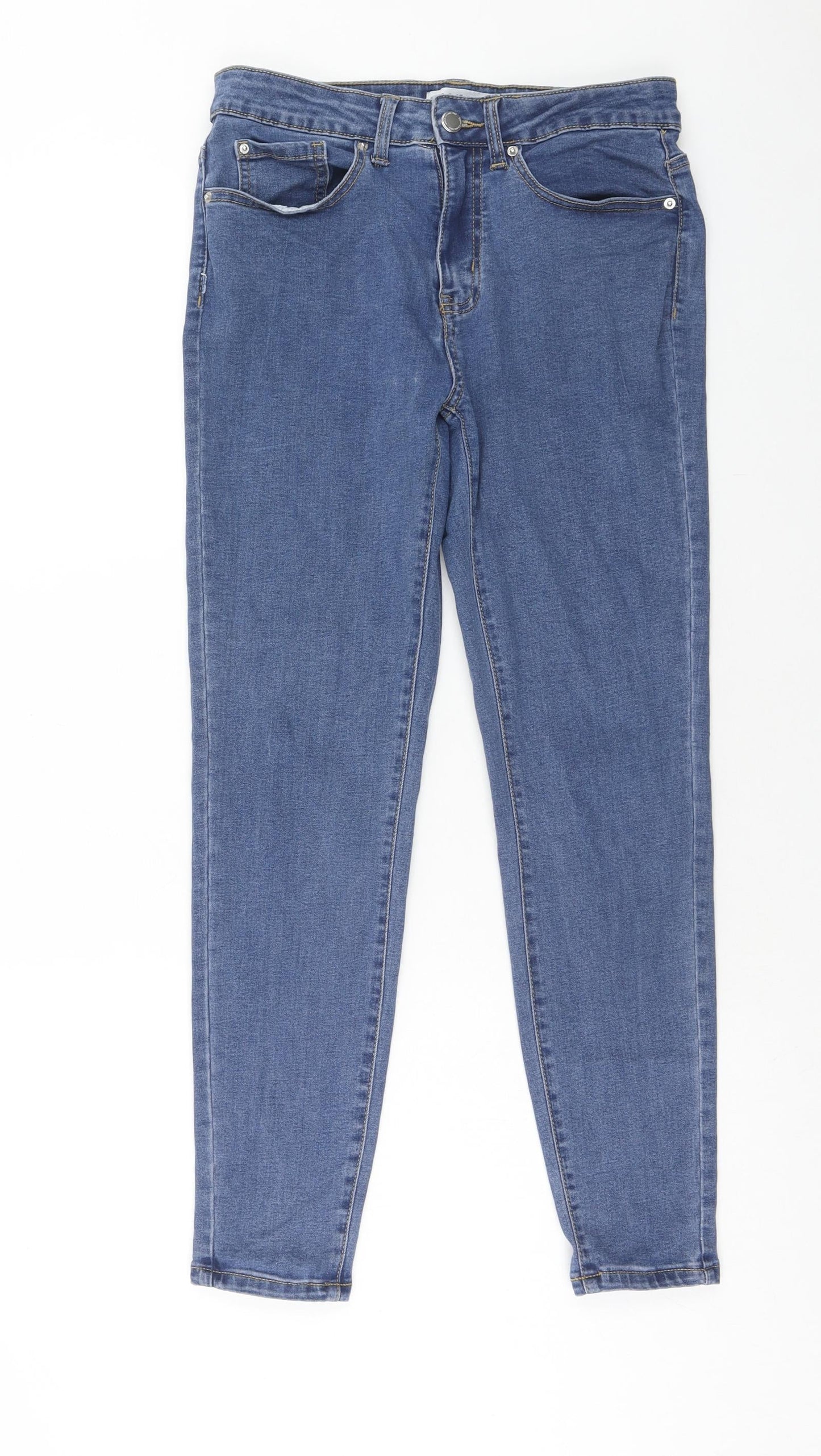 Denim & Co. Womens Blue Cotton Skinny Jeans Size 12 Regular Zip
