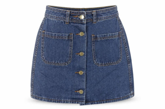 Falmer Heritage Womens Blue Cotton Mini Skirt Size M Button