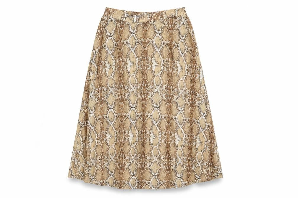 Marks & Spencer Womens Brown Animal Print Polyester Swing Skirt Size 8 - Snakeskin Pattern