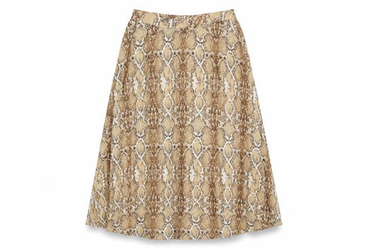 Marks & Spencer Womens Brown Animal Print Polyester Swing Skirt Size 8 - Snakeskin Pattern