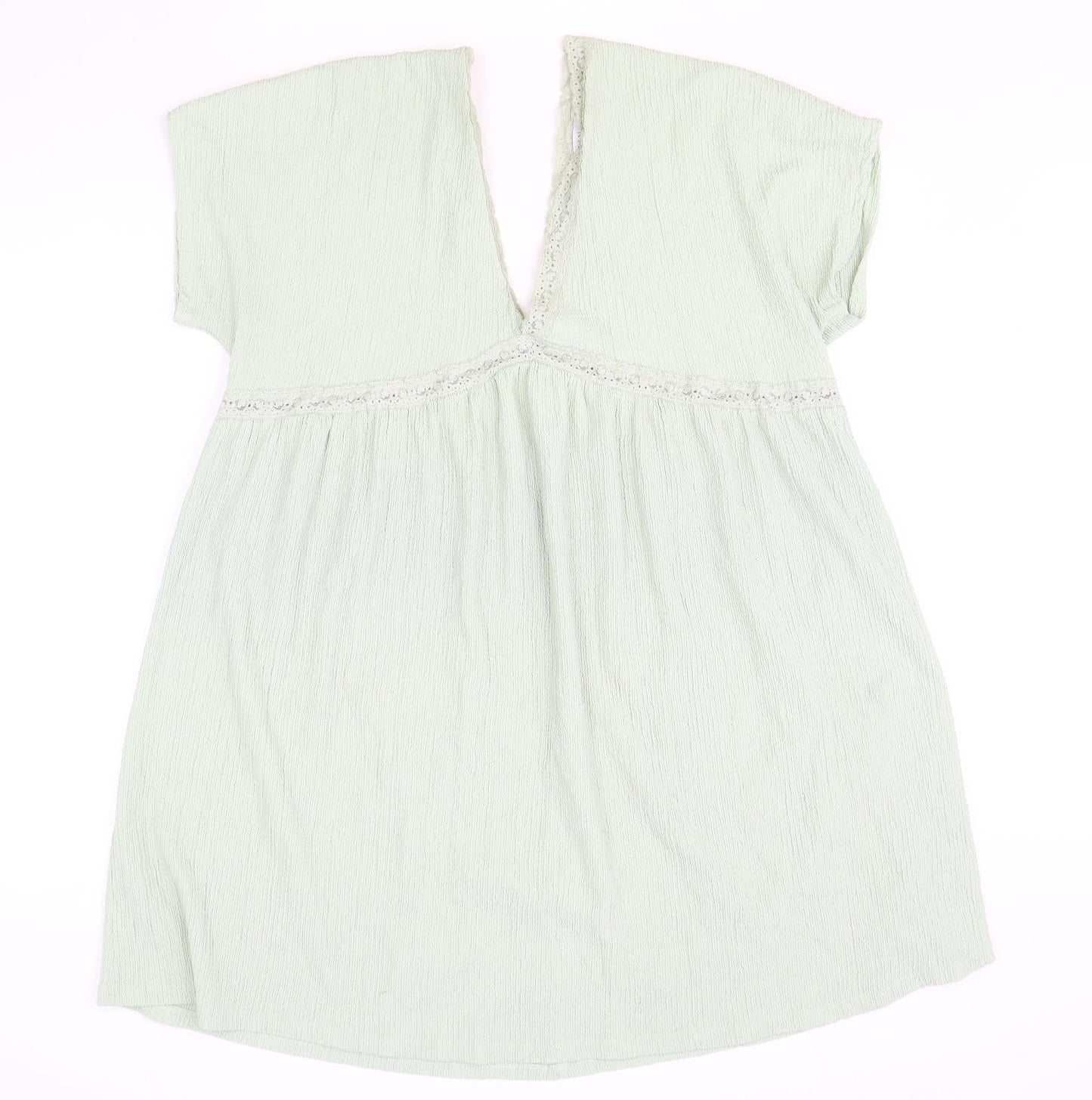 ASOS Womens Green Polyester Shift Size 16 V-Neck Pullover - Lace Trim