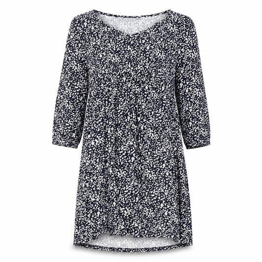 Marks and Spencer Womens Blue Geometric Viscose A-Line Size 10 Round Neck Pullover