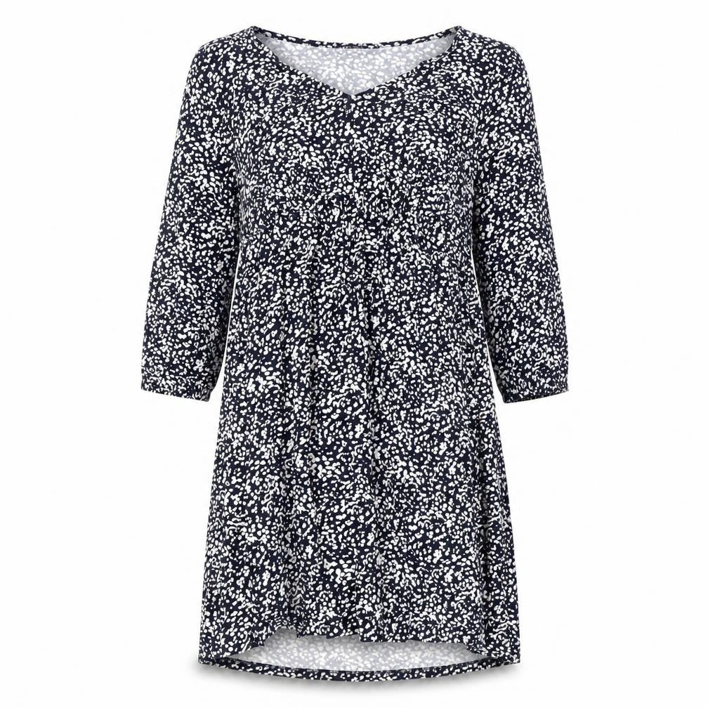 Marks & Spencer Womens Blue Geometric Viscose A-Line Size 10 Round Neck Pullover