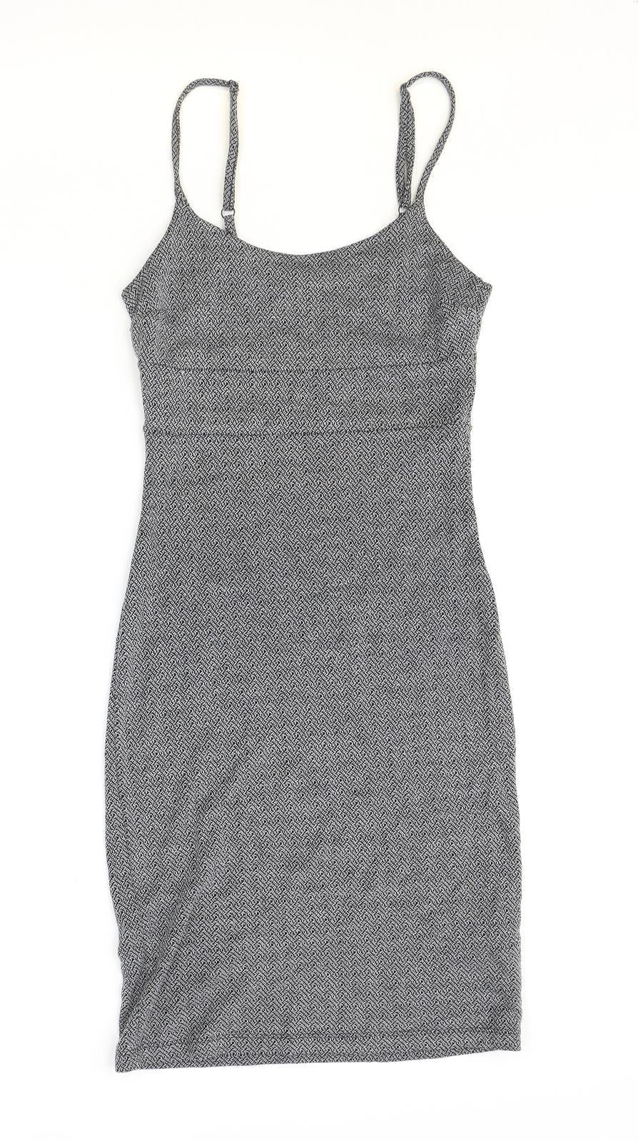 Miss Selfridge Womens Grey Geometric Polyester Shift Size 6 Round Neck Pullover