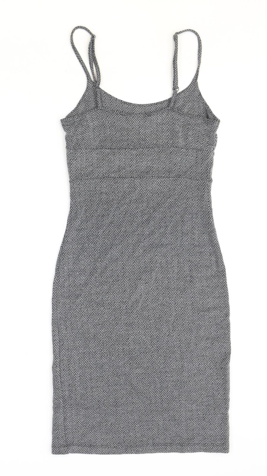 Miss Selfridge Womens Grey Geometric Polyester Shift Size 6 Round Neck Pullover