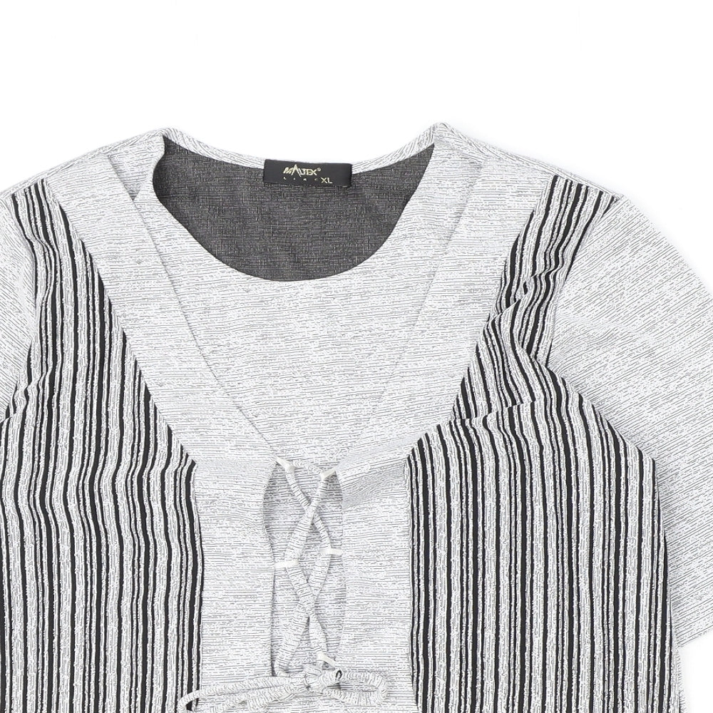 Maltex Womens Grey Polyester Basic T-Shirt Size XL Round Neck