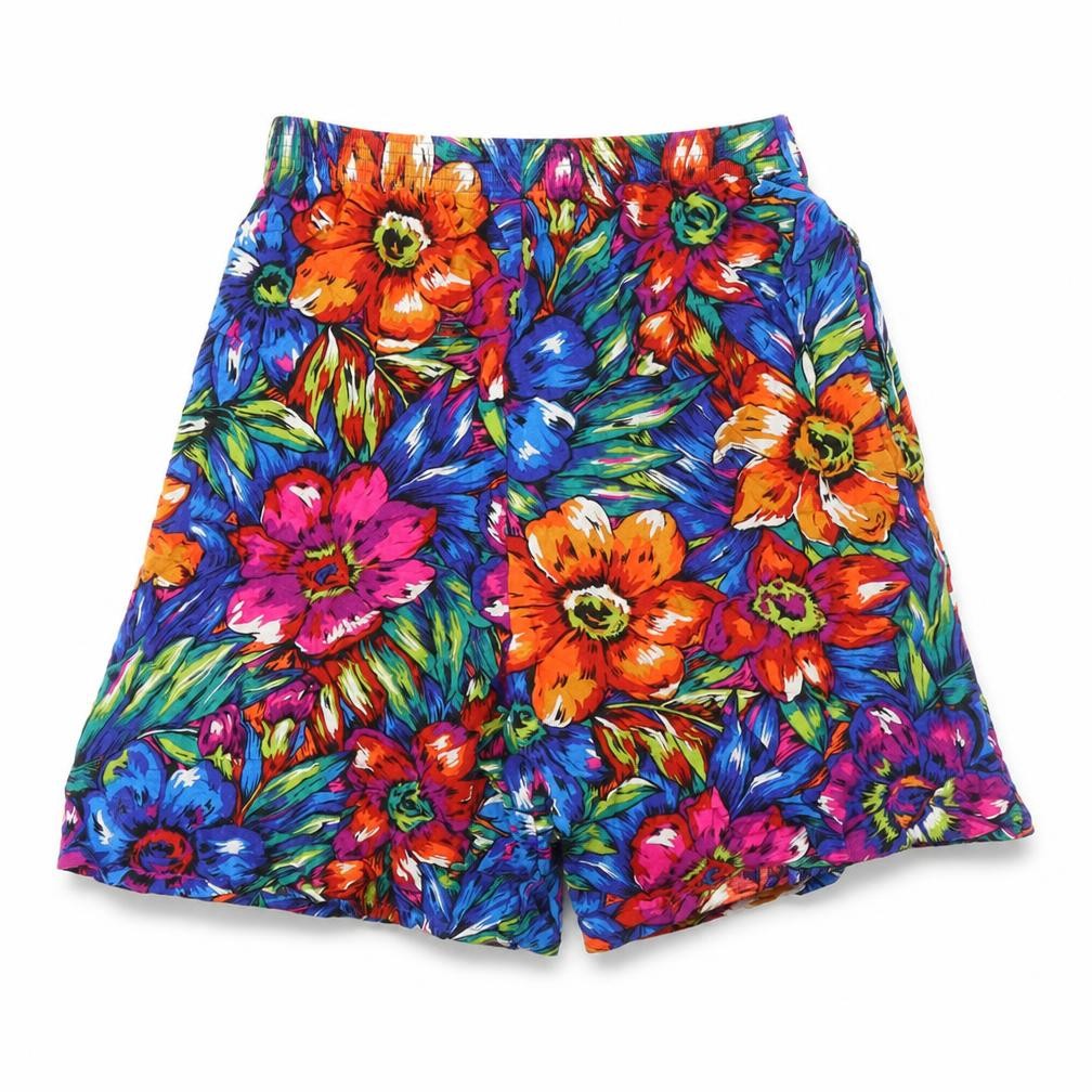 Preworn Womens Multicoloured Floral Viscose Bermuda Shorts Size 27 in Regular Zip