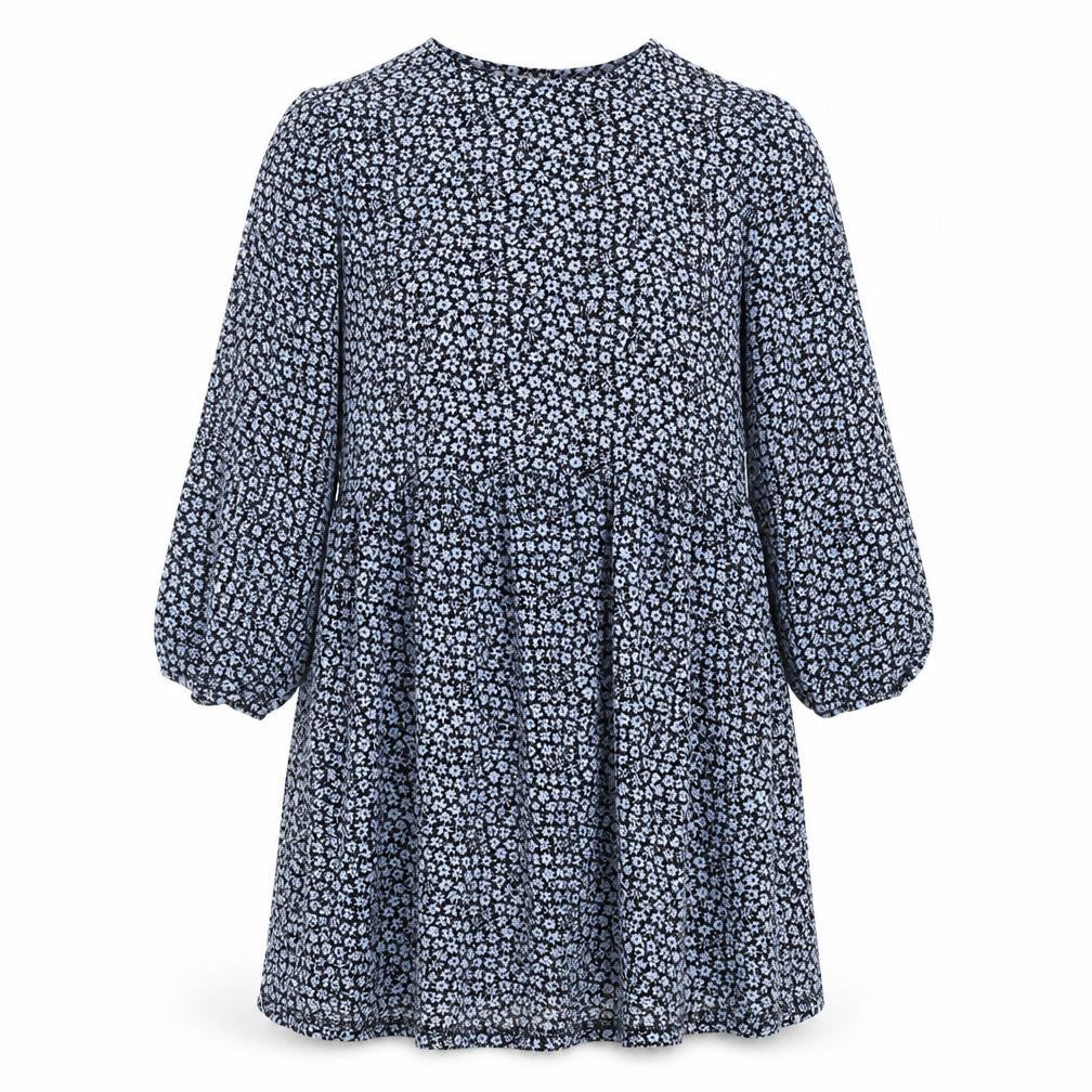 Stradivarius Womens Blue Floral Polyester A-Line Size L Roll Neck Pullover