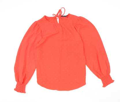 Marks & Spencer Womens Red Polyester Basic Blouse Size 8 Scoop Neck
