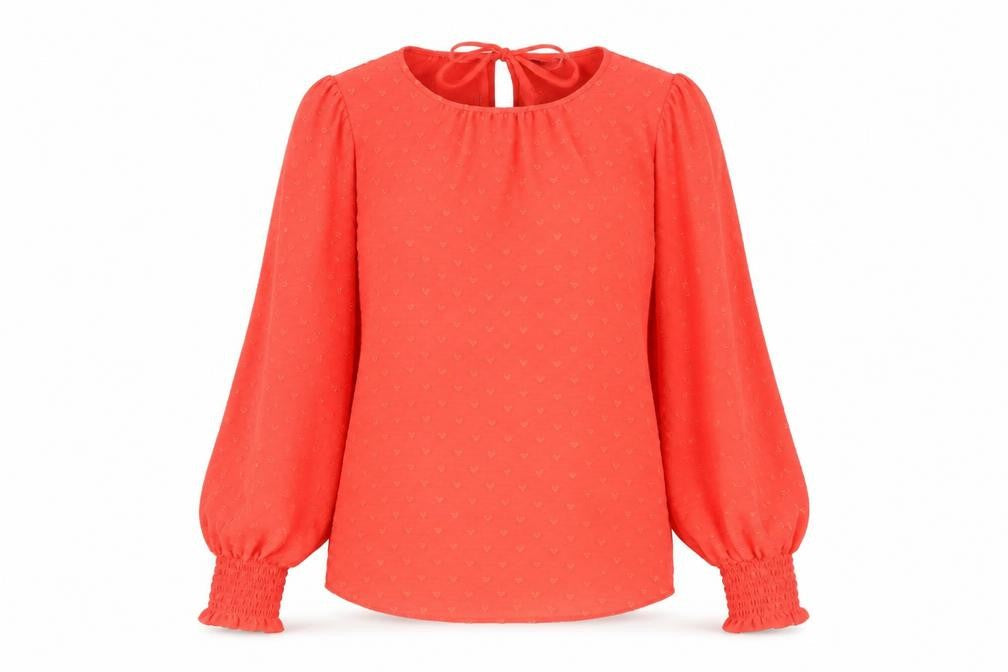 Marks & Spencer Womens Red Polyester Basic Blouse Size 8 Scoop Neck