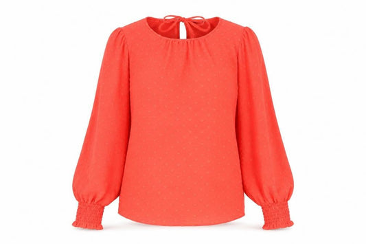 Marks and Spencer Womens Red Polyester Basic Blouse Size 8 Scoop Neck
