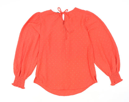 Marks & Spencer Womens Red Polyester Basic Blouse Size 8 Scoop Neck