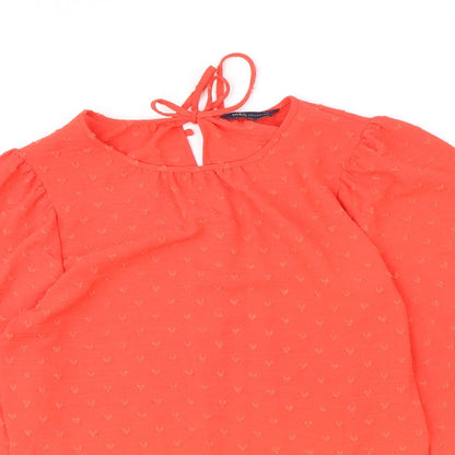 Marks & Spencer Womens Red Polyester Basic Blouse Size 8 Scoop Neck