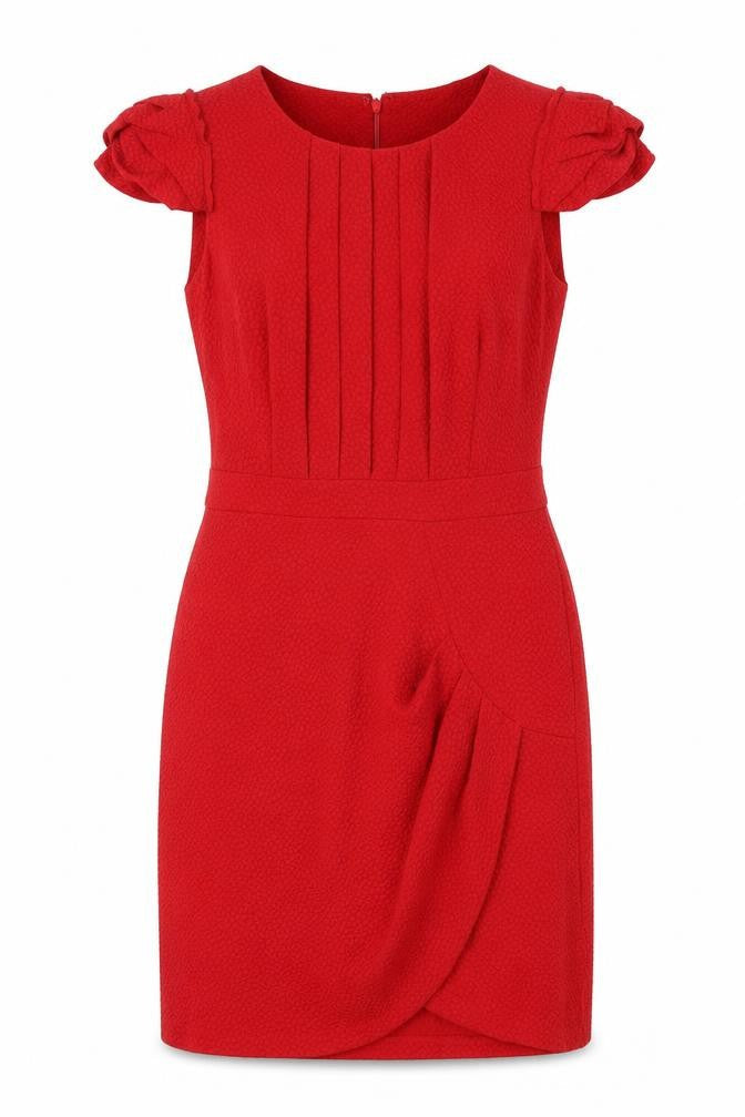 fever occasion Womens Red Geometric Polyester Sheath Size 10 Round Neck Zip