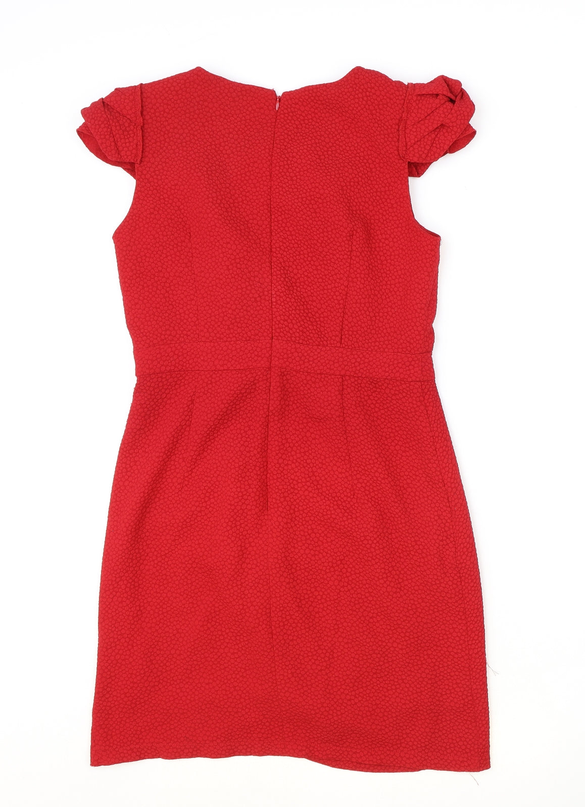 fever occasion Womens Red Geometric Polyester Sheath Size 10 Round Neck Zip