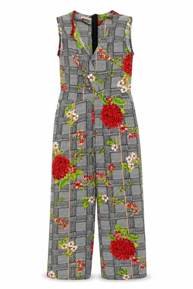 Preworn Womens Grey Geometric Polyester Jumpsuit One-Piece Size S Zip