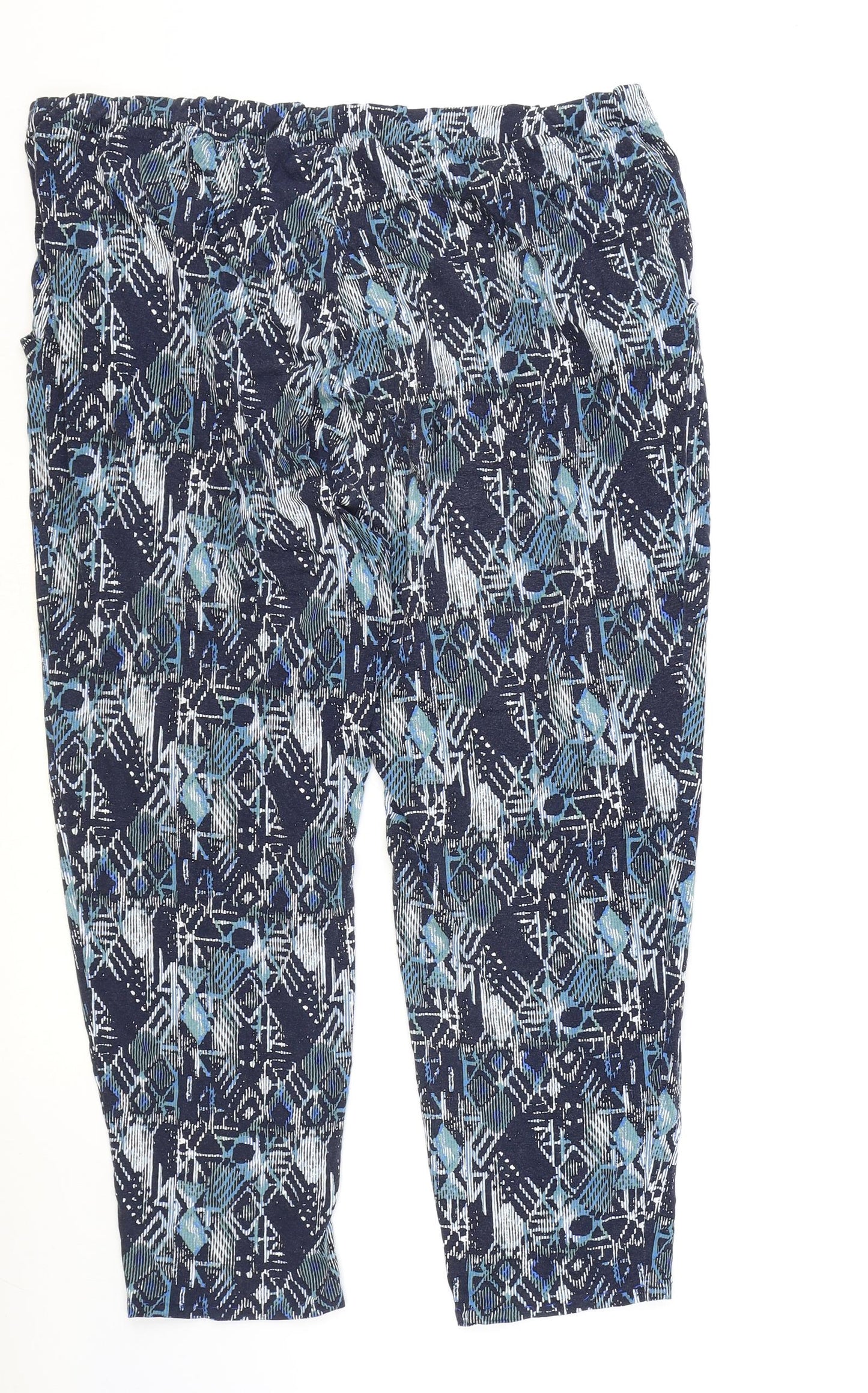 Preworn Womens Blue Geometric Polyester Harem Trousers Size 40 in Regular