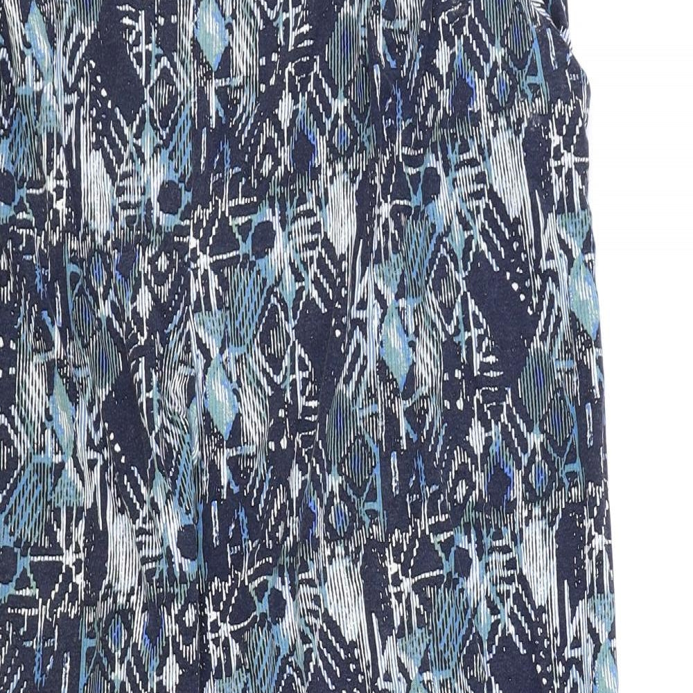 Preworn Womens Blue Geometric Polyester Harem Trousers Size 40 in Regular