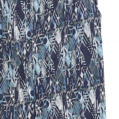 Preworn Womens Blue Geometric Polyester Harem Trousers Size 40 in Regular