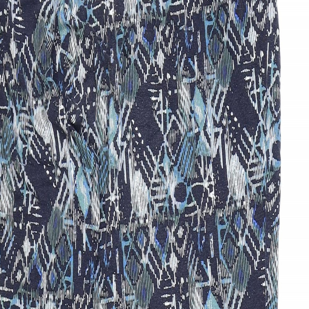 Preworn Womens Blue Geometric Polyester Harem Trousers Size 40 in Regular