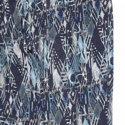 Preworn Womens Blue Geometric Polyester Harem Trousers Size 40 in Regular