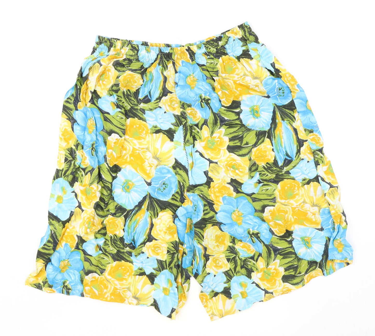 Preworn Womens Multicoloured Floral Polyester Culotte Shorts Size L Regular Pull On